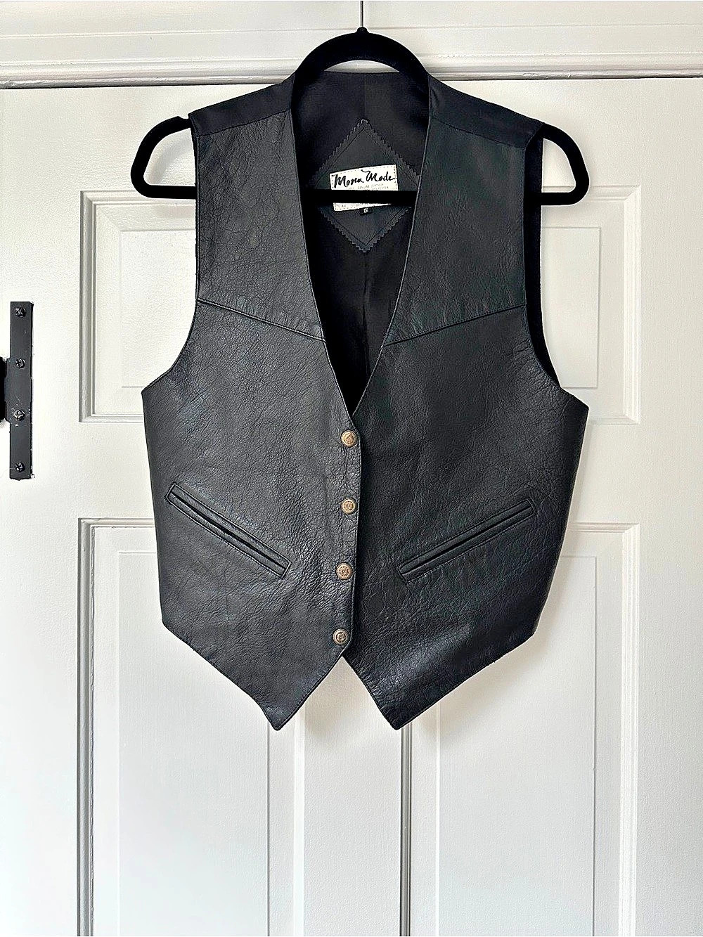 Mona Mode Leather Button Front Vest